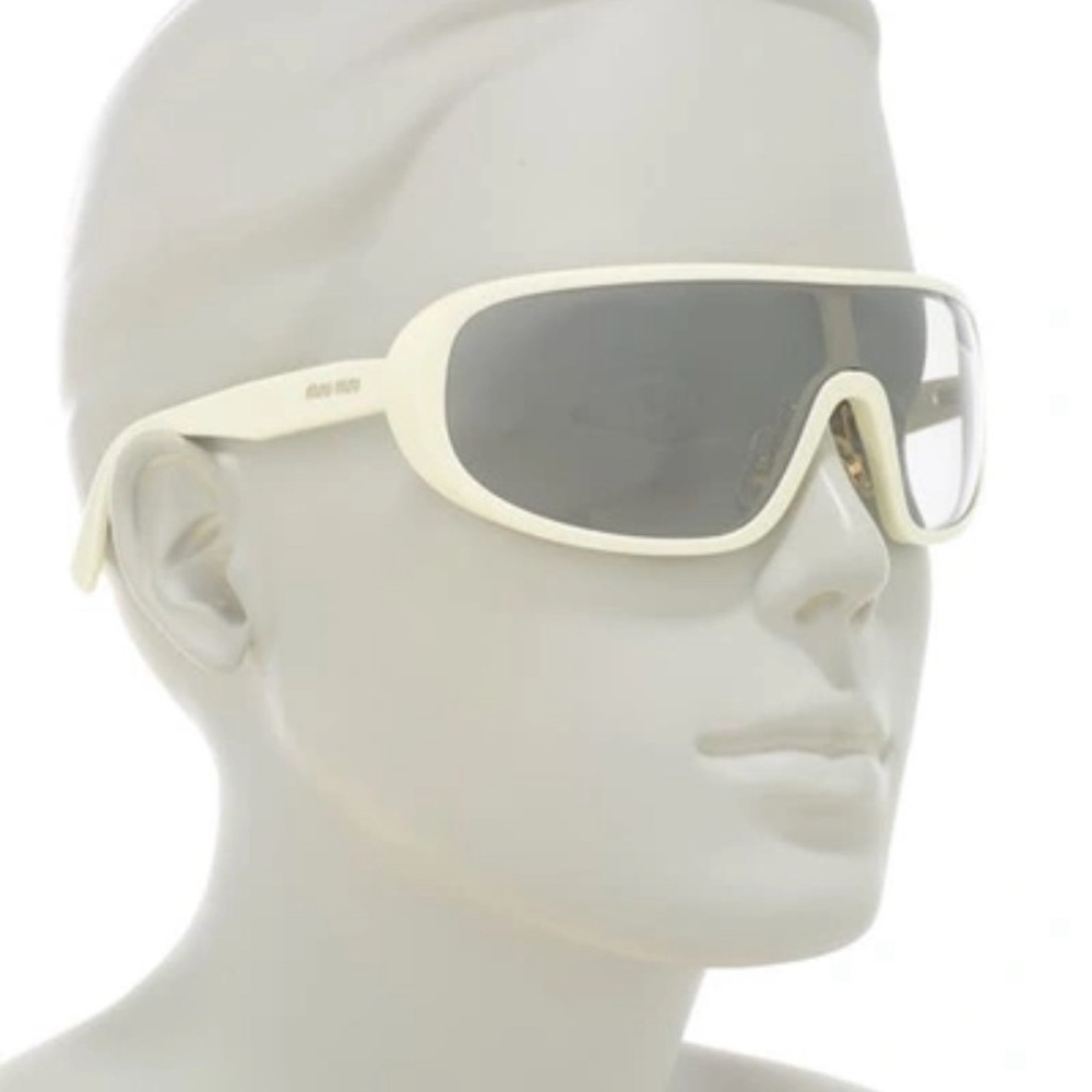 MIU MIU IVORY MIRRORED SHIELD SUNGLASSES SMU 06V